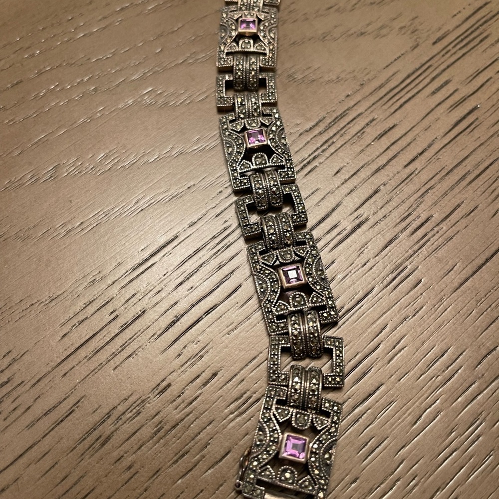 Judith Jack Marcasite bracelet with amethyst stones